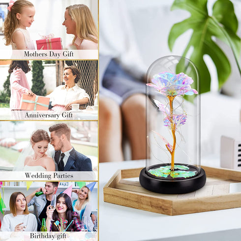 Gifts for Mom Women,Mothers Day Mom Gifts from Daughter Son Husband,Colorful Artificial Rose Flower with LED,Birthday Gifts for Women Mom Wife Grandma Mothers Day Valentines Day Anniversary