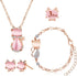 3 Pieces Cat Jewelry for Girls Set Cat Necklace Cat Bracelet Earring Pink Opal Pendant for Teen Girls and Women Christmas Gift