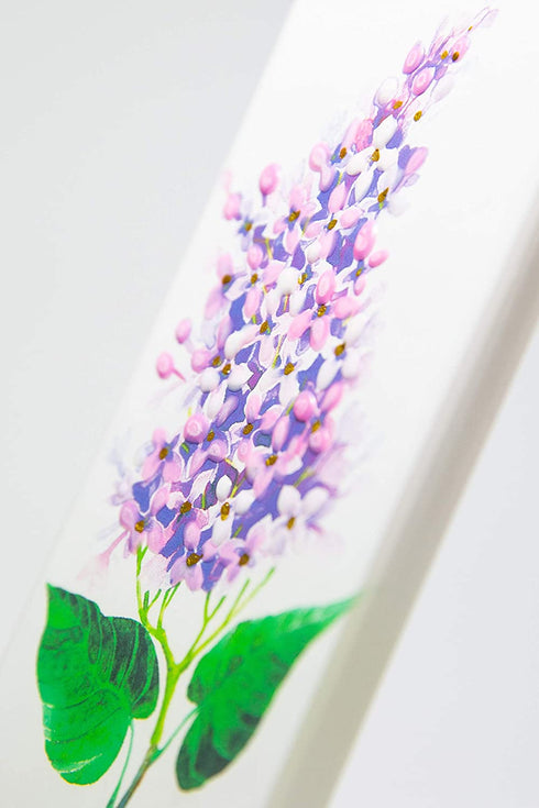 Flatyz Hand Painted Flat Candle| Unscented, Dripless, Smokeless, Decorative | Purple Lilac | Double Wick with Metal Base | Unique Gift Idea and Home Décor Accent