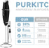 Purkitc Milk Frother Coffee Frother With Detachable Electric Whisk And Extra Eggbeater Head Handheld Drink Mixer For Coffee Matcha Hot Chocolate High Powered Low Noise With Stand Included