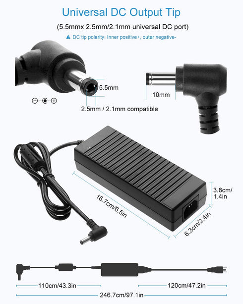 ALITOVE AC 100-240V to DC 24V 5A Power Supply Adapter Converter with 5.5 x 2.1mm 2.5mm DC Output Jack for 5050 3528 LED Strip Module Light