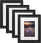 Upsimples Home 8x10 Picture Frame, Real Glass and Composite Wood for Wall or Tabletop Display, Display 5x7 Frame with Mat or 8x10 Without Mat, Hanging Hardware Included, Set of 4, Black