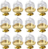 BESTONZON 12pcs Mini Cake Stand Chocolate Cupcake Candy Display Plate with Lid for Birthday Wedding Party Supplies - 8 x 6 x 6cm (Golden Base)