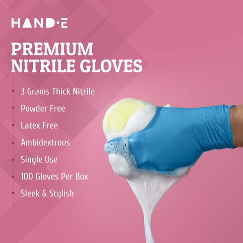 Disposable Blue Nitrile Gloves 100 Count - Latex Free Medical Gloves