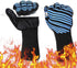932„‰ Extreme Heat Resistant BBQ Gloves, Food Grade Kitchen Oven Mitts - Flexible Oven Gloves, Silicone Non-slip Cooking Hot Glove for Grilling, Baking (Blue, Palm Width 3.8 in)