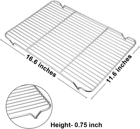 Baking Cooling Racks Pack of 4 -16.6''x11.6'', P&P CHEF Stainless Steel Wire Cooking Rack for Oven Use Cooling Drying Roasting, Non-toxic & Easy Clean, Fits Half Sheet Pan