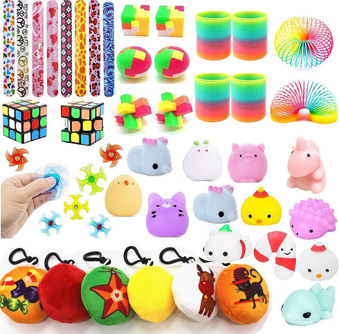 Party Favors For Kids Toy Assortment Bundle,Mochi Squishies,Puzzles,Finger Gyro Spiral Twister Toys For Birthday Party,Classroom Rewards,Carnival Prizes,Pinata Filler,Treasure Box,Goodie Bag Filler