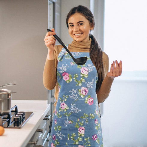 Saukore 2 Pack Floral Aprons for Women, Adjustable Kitchen Chef Aprons with Rose Pattern for Cooking Baking Gardening - Cute Mother's Day, Birthday Gifts for Bakers Mom Wife Grandma