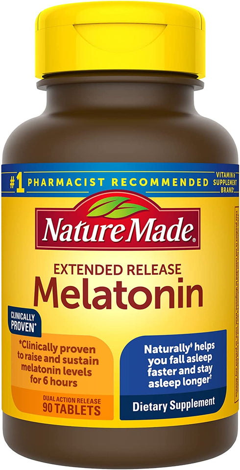 Nature Made Melatonin 4 mg Extended Release Tablets, Dietary Supplement for Restful Sleep, 90 Count, 90 Day Supply