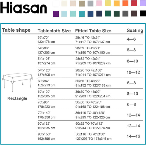 Hiasan 60 x 84 Inch Checkered Tablecloth Rectangle - Wrinkle Resistant and Waterproof Table Cloth for Picnic, Dinner and Party, Washable Polyester Fabric, Black and White Gingham Pattern