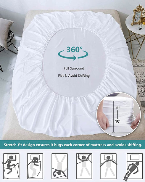 Mattress Protector Full Size Waterproof Mattress Cover Soft Breathable Noiseless Full Mattress Protector Bed Cover Deep Pocket for 6-15" Pad - Machine Washable Vinyl Free (Full)