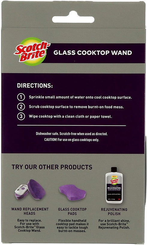 Scotch-Brite Glass Cooktop Wand with Refill Pads, Cleans With Just Water, Tackle Burnt-On Messes, 1 Wand and 2 Replacement Heads