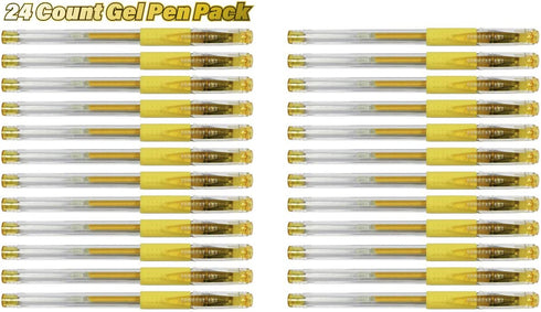 Sargent Art 24 Count Yellow Glitter Gel Pens, Non-toxic, Magical Ink Pens, Art Marker Pens For Drawing, Journaling, Doodling, Adult Colouring Books