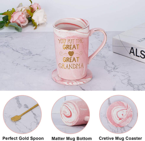 Grandma Coffee Mug You Put Grandma Mothers Day Gifts for Grandma from Granddaughter Grandson Grandma Gifts Birthday for Grandma Marble Cup Pink 14 Oz with Gift Box
