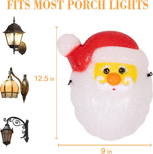 Leyespot Christmas Porch Light Covers, Santa Light Cover Outdoor Christmas Decorations, Cute Christmas Light Covers Large, Garage Decor (Flexible/No Tools Required), 12In H x 9In W x 4In D