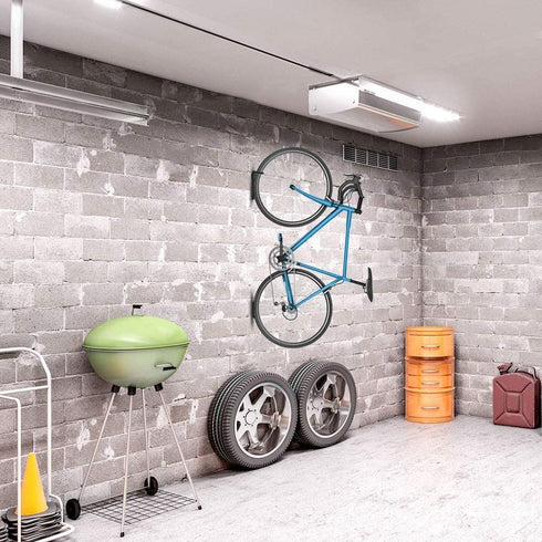 Dirza Bike Wall Mount Rack with Tire Tray - Vertical Bike Storage Rack for Indoor,Garage,Shed - Easy to install - Great for Hanging Road ,Mountain or Hybrid Bikes - Screws Included - 2 Pack