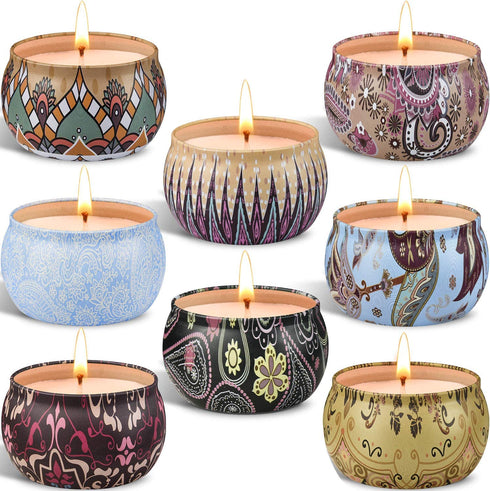 Arosky 8 x 4.2 Ounces Scented Candle Gift Set, Pure Soy Wax Aromatherapy Candles Essential Oils for Home and Women