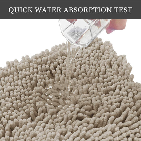 Luxury Chenille Bathroom Rug,Extra Soft and Cozy, Non-Slip,Super Absorbent Water, Machine Wash Dry, Shaggy Chenille Bath Mats for Bathroom Bedroom,17x24 inches,Beige