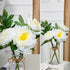 Artificial Peony Arrangements in Round Glass vase for Home Table Office Wedding Decoration. Fake Flowers in Pot, Table centerpieces Party Indoor Decor Gifts for Honey. Great, White, 15.4 inches tall