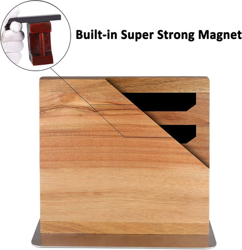 Magnetic Knife Block -- CTSZOOM Wooden Magnetic Holder Rack Magnetic Stands with Double Sided Strong Enhanced Magnets Multifunctional Storage Knife Holder