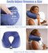 Extra-Compact Travel Neck Pillow, 100% Soft Velvet Inflatable Neck Support Airplane Pillows with 3D Eye Mask and Earplugs for Adults Kids, Best Travel Essentials for Sleeping / Reading / Camping(Blue)