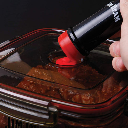 Jim Beam Vacuum Sealed Pump, Removes air from The Marinade Box, Speedy Process, Barbecue and Grilling, Perfect Marination of Beef, Chicken and Fish, Standard, Red