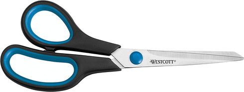 Westcott 8 inch Easy Grip Left Handed Soft Grip Scissor - Black/Blue