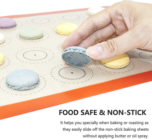 Silicone Baking Mats Set of 4(2 Half and 2 Quarter) Sheet Non Stick Reusable Silicone Pastry Baking Mat for Bake Pans & Rolling - Macaron Making Counter Mat, Dough Rolling Mat