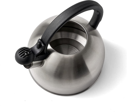 Diamond Home 2.5 Liter Stainless Steel Whistling Tea Kettle - Modern Stainless Steel Whistling Tea Pot for Stovetop with Cool Grip Ergonomic Handle - Silver