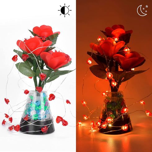 Valentines Day Decor, Valentines Day Decoration 16Ft 50LED Red Heart Shaped String Lights with Remote, Valentines Day Decorations for Home Indoor Outdoor on Wedding Anniversary Birthday Party