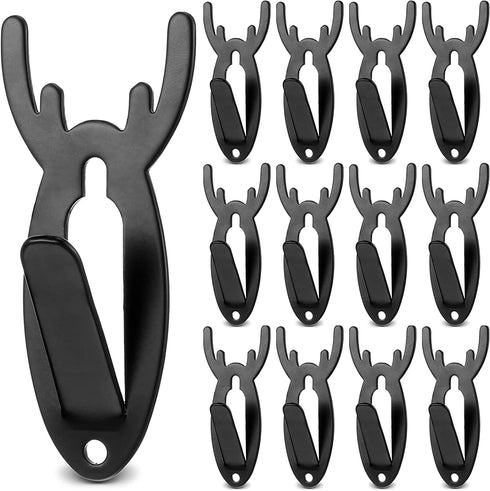 Moxweyeni European Mount Skull Hanger Deer Hooks Antler Style Mounts Hanging and Mounting Easy Installation for Living Room Bedroom Home Decor Indoor Outdoor Use (4 Pieces) (4), Black