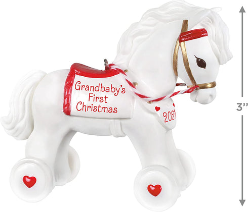 Hallmark Keepsake Christmas Ornament, Year Dated 2021, Grandbaby's First Christmas Horse, Porcelain