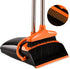 Perastra Long-Handled Broom & Dustpan Set, Upright Standing Dustpan & Super Long Handled Broom with Heavy Duty Bristles for Home Floor Sweeping (Black Orange)