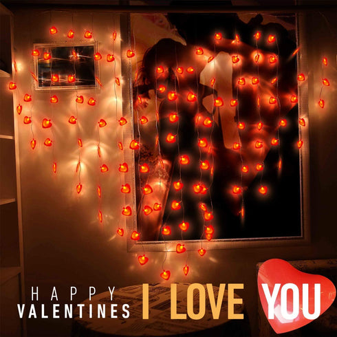 TURNMEON 2Pack 16.4Ft 40Led Valentines Day Decoration for Home Outdoor Valentines Lights Decoration, 8 Mode Heart Lights Valentines Day Decor String Lights Battery Operated for Home