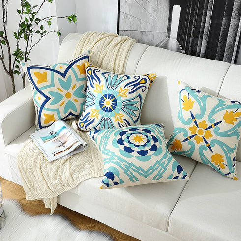 Cirzone Outdoor Throw Pillow Covers Waterproof Pillow Covers Decorations Throw Pillow Covers Decorative Throw Pillow Covers Boho Pillow Covers 18x18 Set of 4 for Patio, Garden, Balcony