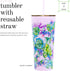 Lilly Pulitzer Double Wall Tumbler with Lid and Reusable Straw, Insulated Travel Cup Holds 24 Ounces, Mermaid in the Shade