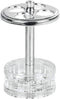 iDesign Alston Plastic Toothbrush Holder Stand for Bathroom, Vanity Countertops in Master, Guest, and Kids' Bathrooms, 3.25" x 3.25" x 5" - Clear and Chrome