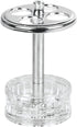 iDesign Alston Plastic Toothbrush Holder Stand for Bathroom, Vanity Countertops in Master, Guest, and Kids' Bathrooms, 3.25" x 3.25" x 5" - Clear and Chrome
