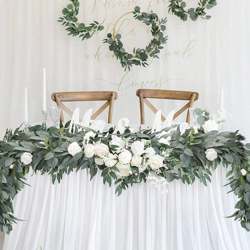 Ageomet 3pcs Artificial Eucalyptus Garland Decor Eucalyptus Vine Greenery with Willow Leaves Faux Spring Eucalyptus Willow Garland for Wedding Room Wall Table Decoration