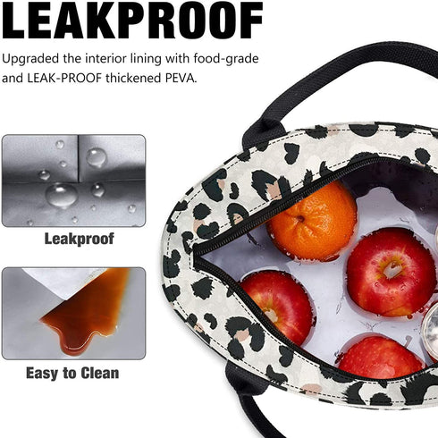 Aosbos Leopard Lunch Bags for Women, Leakproof Insulated Lunch Box Lunch Tote Bag Lunch Cooler Bags, Meal Prep Container Loncheras Para Mujer for Work Travel Picnic Gym, Leopard Print