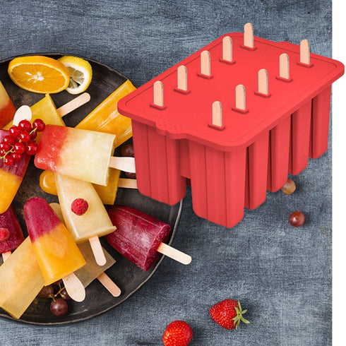 Silicone Popsicle Molds,BPA Free Popcylce Molds,Food Grade Reusable Popsicle Mold for Kids, Homemade Popsicles Molds,Ice Cream Mold,Ice Pop Molds Maker with Popsicle Sticks,Popsicle Bag,Funnel (Red)
