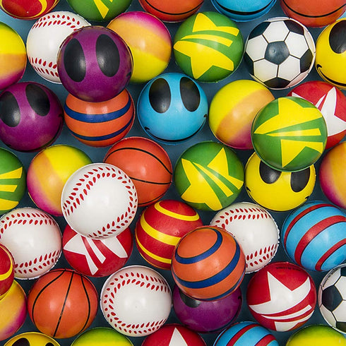 50 Mini Stress Balls Assortment - Bulk 2 Inch Soft Toy Variety Pack Stress Relief Balls, Squeezable Sensory Fidget Balls for Kids, Party Favors, Birthday Gifts for Boys & Girls