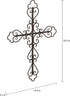 Lavish Home Handmade Short Flat White Mango Wood Vase Metal Cross Fleur De Lis Design-Rustic Handcrafted Religious Wall Art for Decor in Living Room, Bedroom, 15.5" x .7" x 23.3?, Black