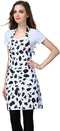 Love Potato Cute Women Girls Cooking Kitchen Apron with Pockets Black White Cow Print Bib Apron Gift, White