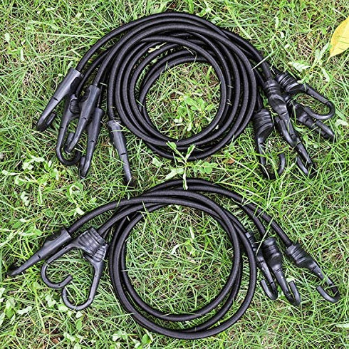 ZHOUBIN 60 Inch Black Bungee Cords with Hooks Heavy Duty, 2 Pack