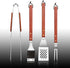 New Star Foodservice 59007 Stainless Steel BBQ Tool Set with Solid Hard Wood Handles, Set of 4