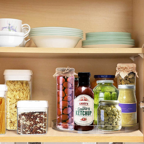 2 Pack Lazy Susan Organizer, 10.6" Clear Lazy Susan Turntable for Cabinet, Plastic Lazy Susan Cabinet Organizer for Pantry Organization and Storage/ 2Pack