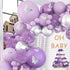 Pateeha Baby Shower Decorations for Girl 140 Pcs Purple Balloon Garland Kit Metallic Purple Silver Balloon Arch 12 Pcs Butterfly Stickers Confetti for Birthday Wedding Decorations