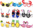 Golray 9 Pairs Luau Party Sunglasses for Adult Kids Hawaiian Tropical Birthday Party Favors Bulk Glasses with Flamingo Parrot Flip Crab, Summer Beach Pool Party Decoration Supplies Favors Props