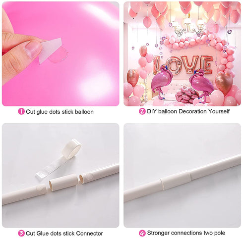 2 Set Balloon Column Kit and 2 Set DIY Table Stand Kit, 63 inch Height 30Pcs Balloon Rings, 100 Glue Dot, 2 Tying Tool, 2 Flower Clip, 1 Balloon Pump for Party Wedding Birthday Festival Decorations